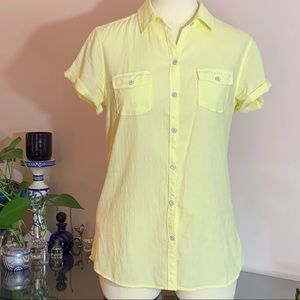 Eddie Bauer shaped fit lemon button-down top